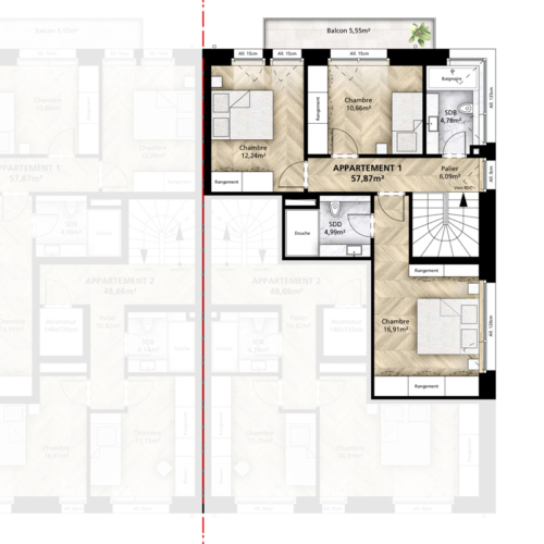 Appartements en duplex - Hiwwelen